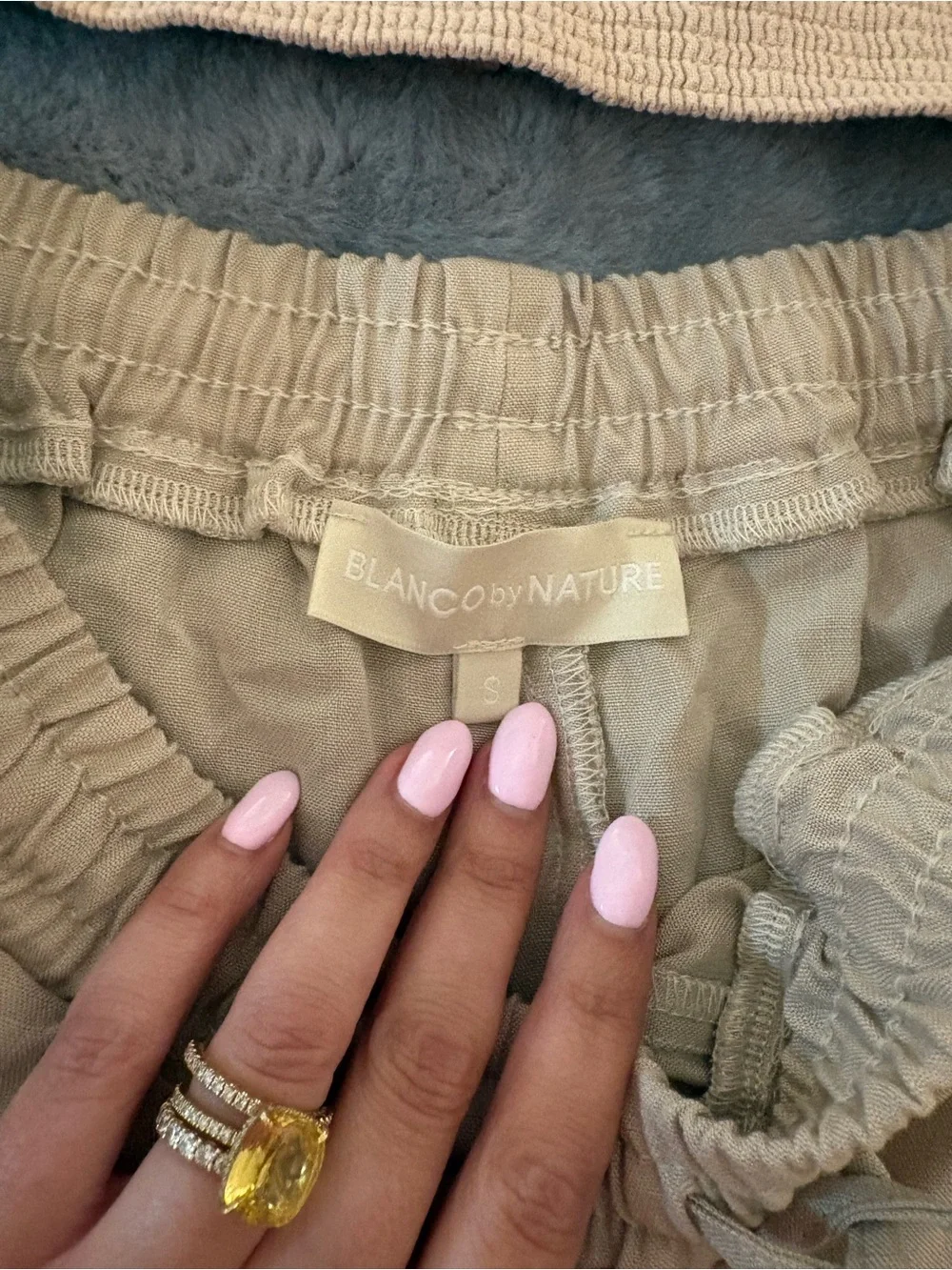 Blanco by Nature Women’s High-Waist Wide-Leg Pants in Light Beige and crop tank - Picture 9 of 10